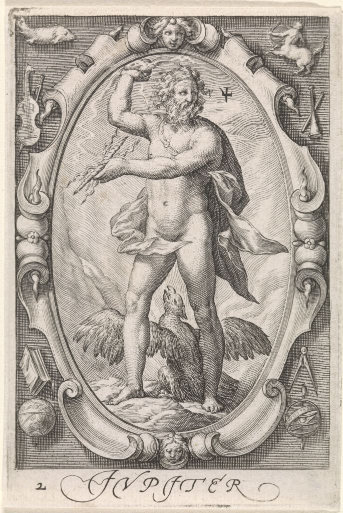 Jupiter. Seven planets series. Jacob Matham after drawing by Hendrick Goltzius, 1597. Rijksmuseum.